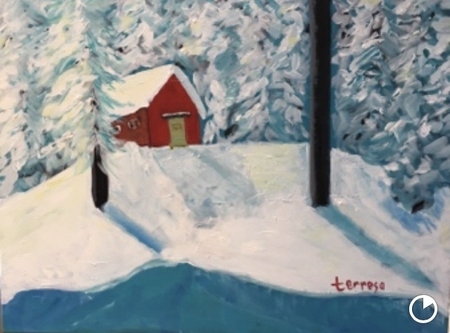 Red Cottage in the Woods